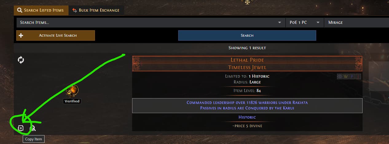 TFT Copy Item Button